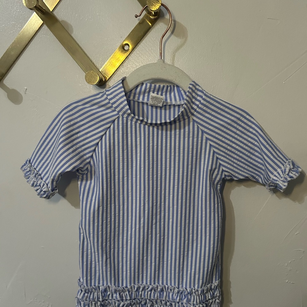 Ruffle Butts Blue Striped Short Sleeve Tee